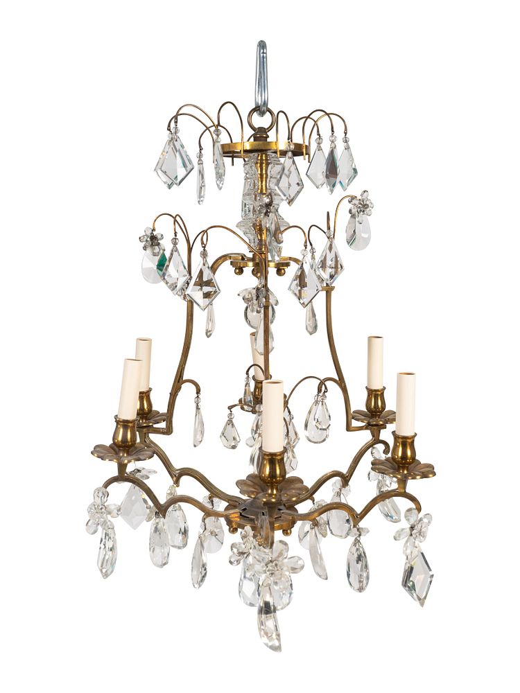 Appraisal: A Louis XV Style Gilt-Metal and Glass Six-Light Chandelier Height