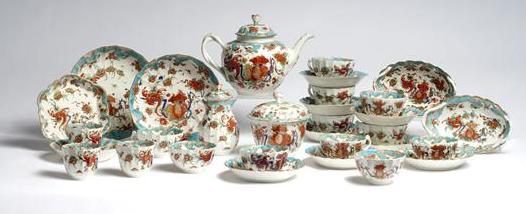 Appraisal: WORCESTER PORCELAIN 'JABBERWOCKY' PATTERN DESSERT SERVICE CIRCA Comprising a teapot