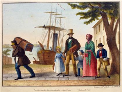 Appraisal: pieces Hand-Colored Lithograph Kollher A Coming Home Philadelphia American Sunday