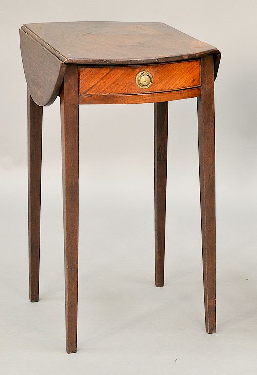 Appraisal: George III diminutive mahogany drop leaf table with drawer on