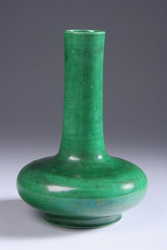 Appraisal: CHINESE GREEN GLAZED PORCELAIN BOTTLE VASE th century - in