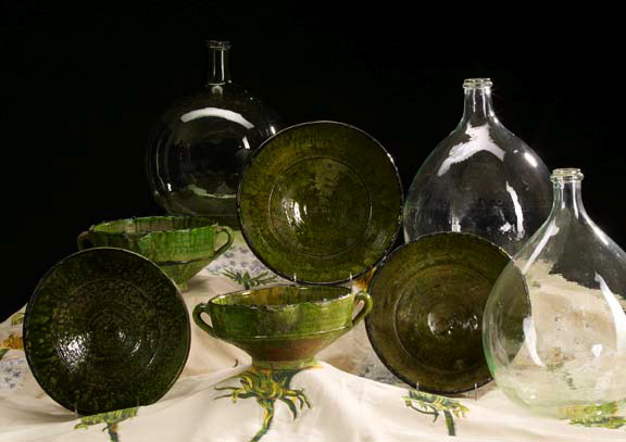 Appraisal: Two French Provincial Blown Pale Green Glass Ten-and-a-Half-Litre Wine Bottles