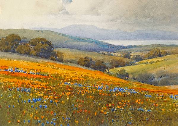 Appraisal: Percy Gray - Rolling Hills of Poppies and Lupine with