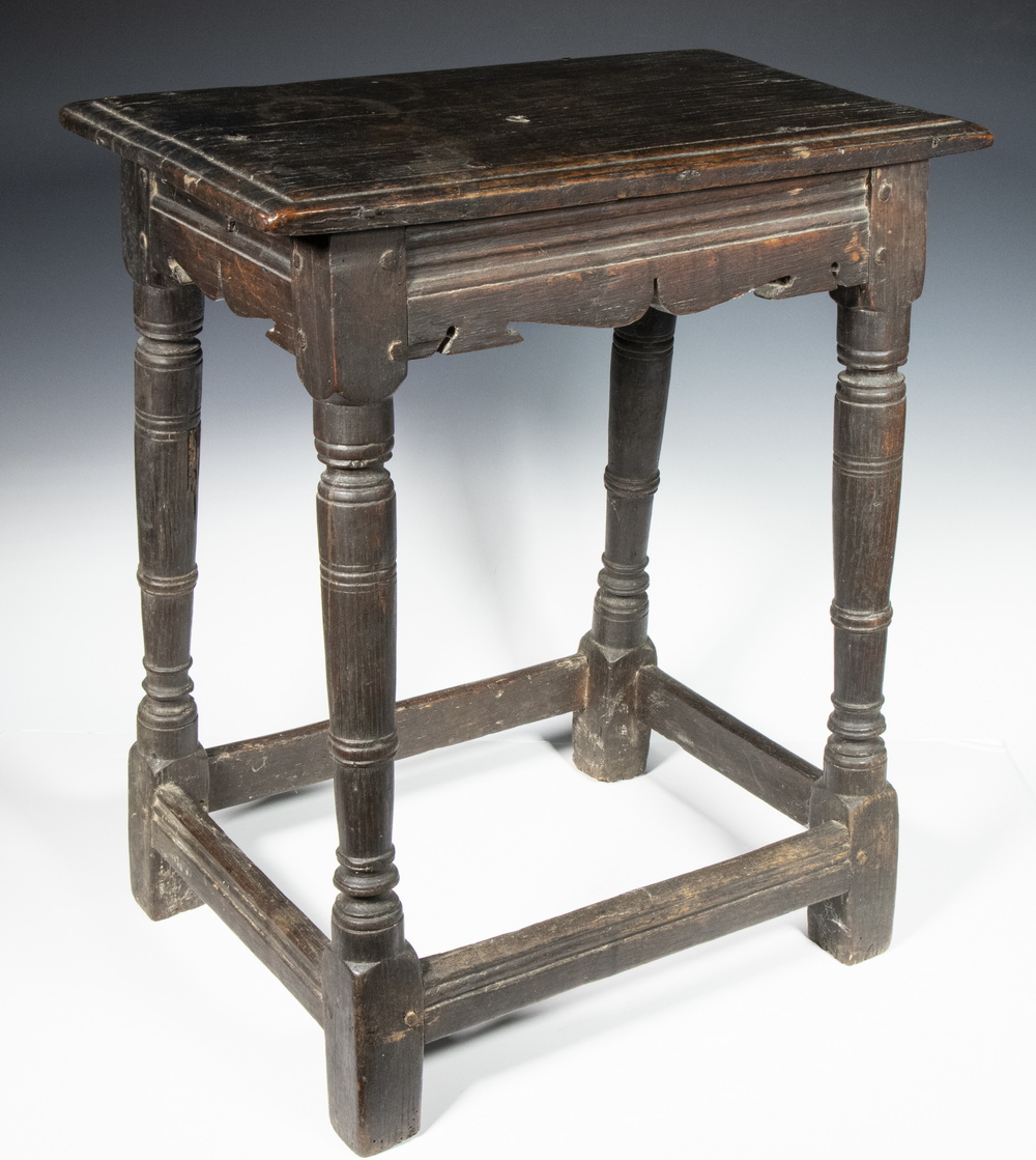 Appraisal: ENGLISH JOINT STOOL Mid- th c Joined Oak Stool with