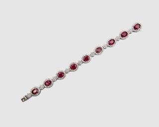 Appraisal: K White Gold Ruby and Diamond Bracelet K White Gold