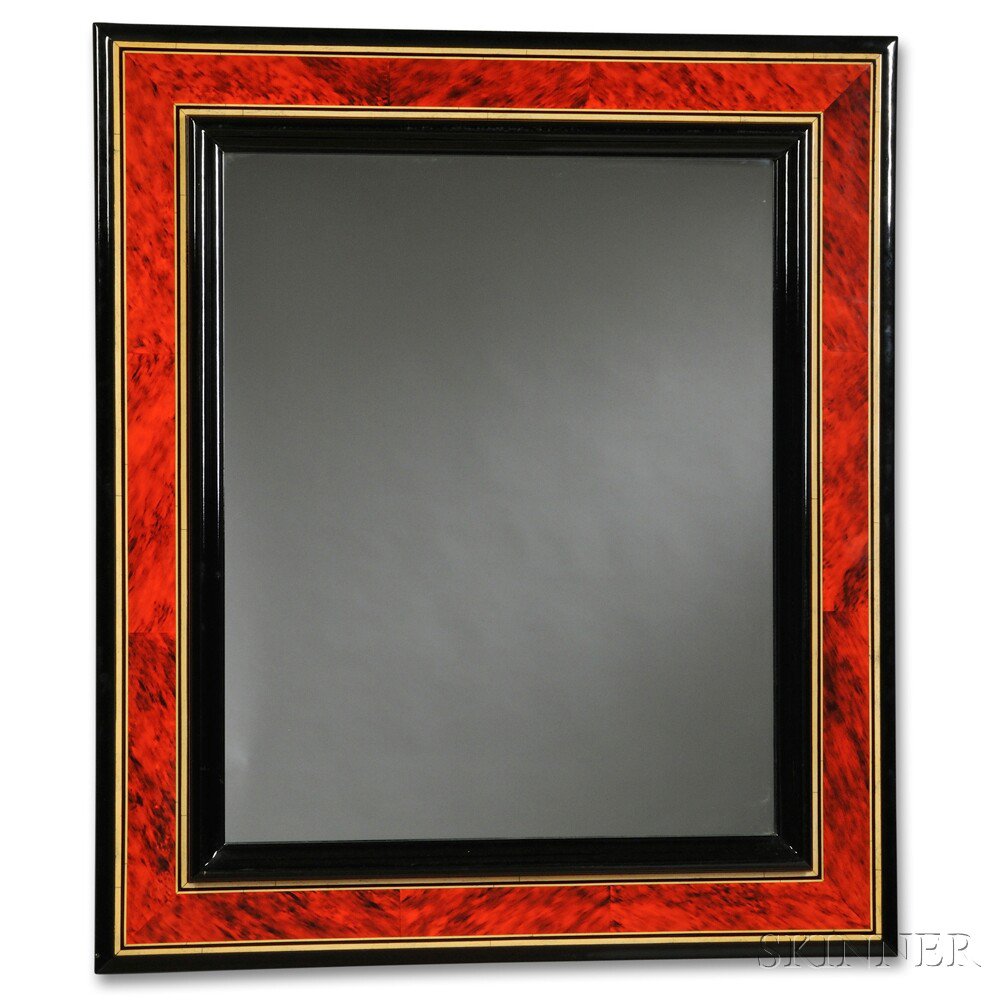 Appraisal: Decorative Mirror Glass wood Contemporary Mirror set in a black