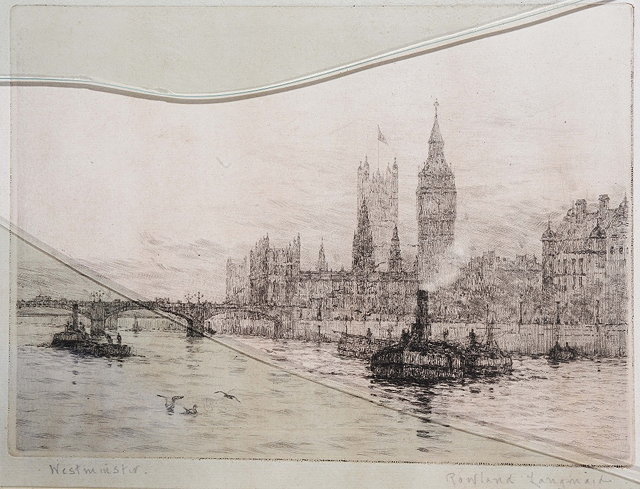 Appraisal: ROWLAND LANGMAID - 'Westminster' etching pencil signed and titled in