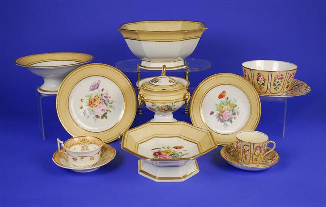 Appraisal: ASSEMBLAGE OF THREE COMPLIMENTARY PARIS PORCELAIN PARTIAL LUNCHEON DESSERT SERVICES