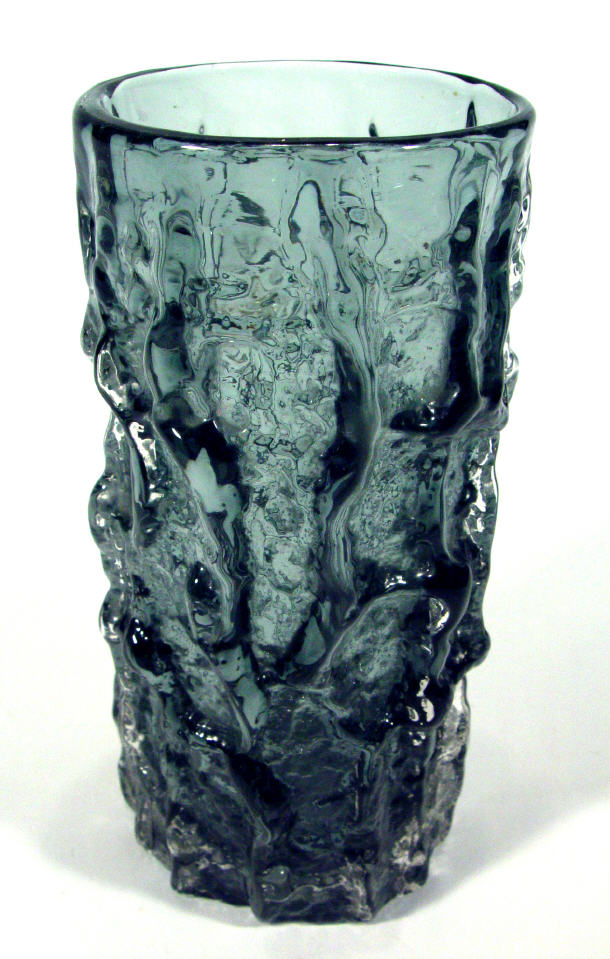 Appraisal: Whitefriars charcoal cylindrical bark vase cm high