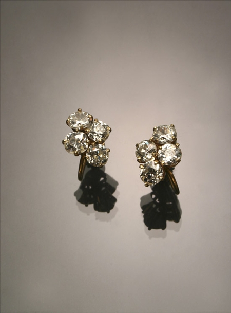 Appraisal: Pair of -Karat Yellow-Gold and Diamond Screw-Back Earrings Each set