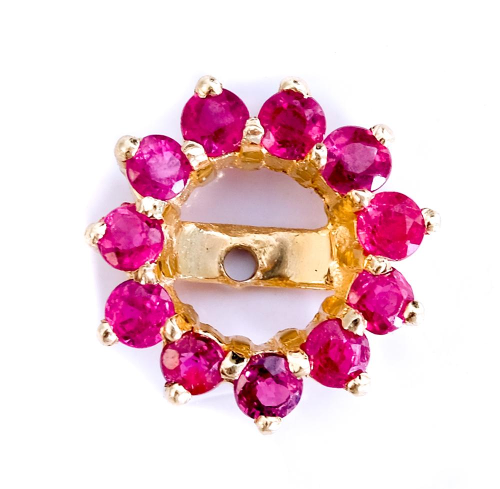 Appraisal: K YELLOW GOLD DIAMOND RUBY JACKET EARRINGSPair of k yellow