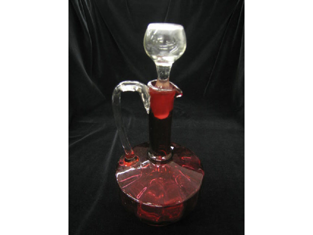 Appraisal: Cranberry Art Glass Wine Decanter handled