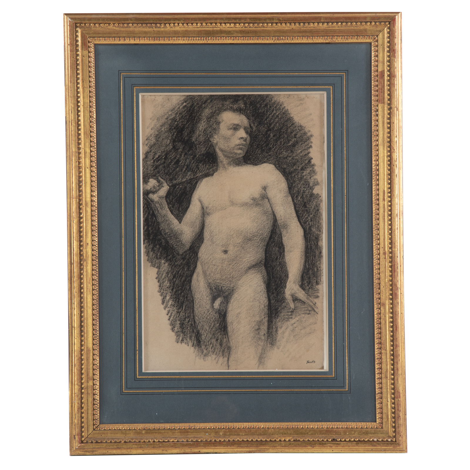 Appraisal: HENRI FANTIN-LATOUR MALE NUDE STUDY CHARCOAL French - Charcoal on