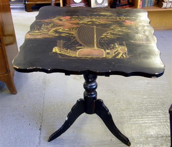 Appraisal: th century Japanese shape top table with gilt decoration column