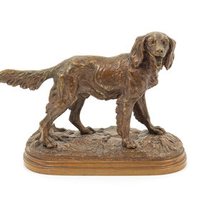 Appraisal: Alfred Dubucand French - Dog bronze Height x width inches