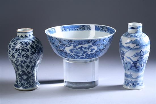 Appraisal: THREE PIECES CHINESE BLUE AND WHITE PORCELAIN th century and