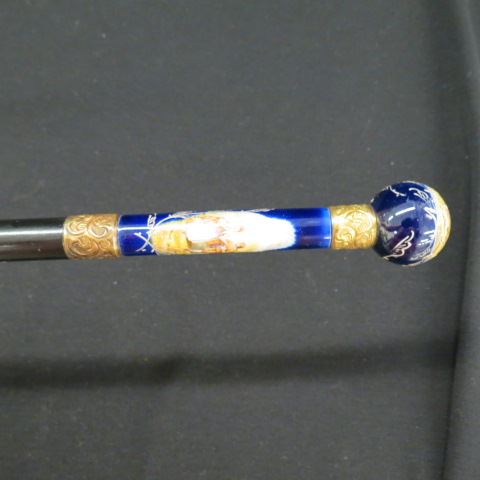 Appraisal: Sevres Porcelain Handled Walking Stick courting scenes circa excellent