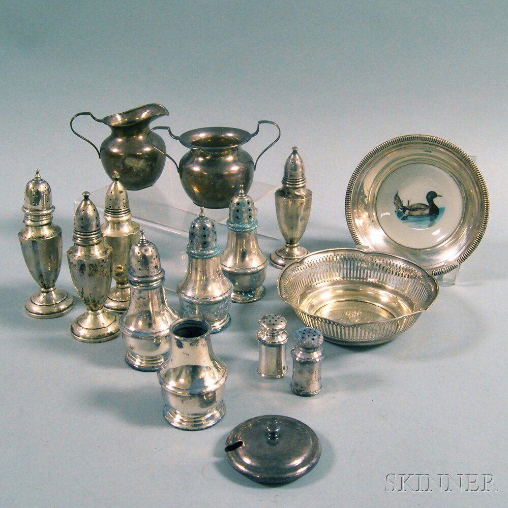 Appraisal: Group of Sterling Silver Tableware ten assorted salt and pepper