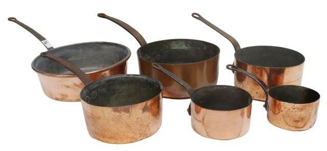 Appraisal: lot of French copper graduated saucepans th th c each