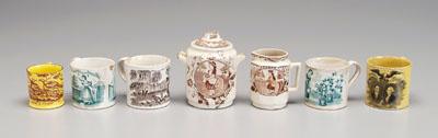 Appraisal: Seven pieces children s transferware brown transfer cup quot Feeding