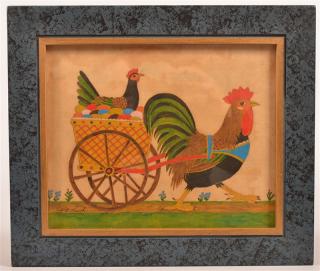 Appraisal: G B French Watercolor on Paper Folk Art Drawing of