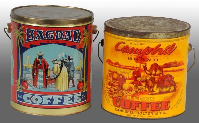 Appraisal: Lot of Coffee Tins Description Includes Campbell Brand and Baghdad