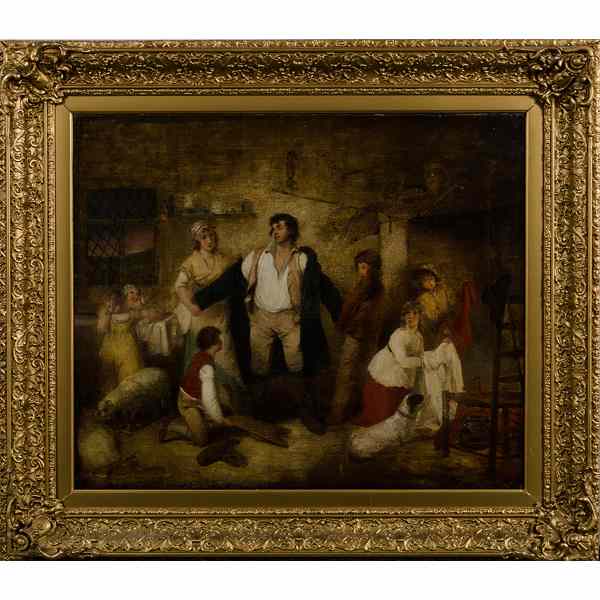 Appraisal: Irish Interior Scene Oil on canvas unsigned a th century