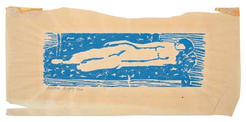 Appraisal: MILTON AVERY Nude Woodcut printed in blue on Japan paper