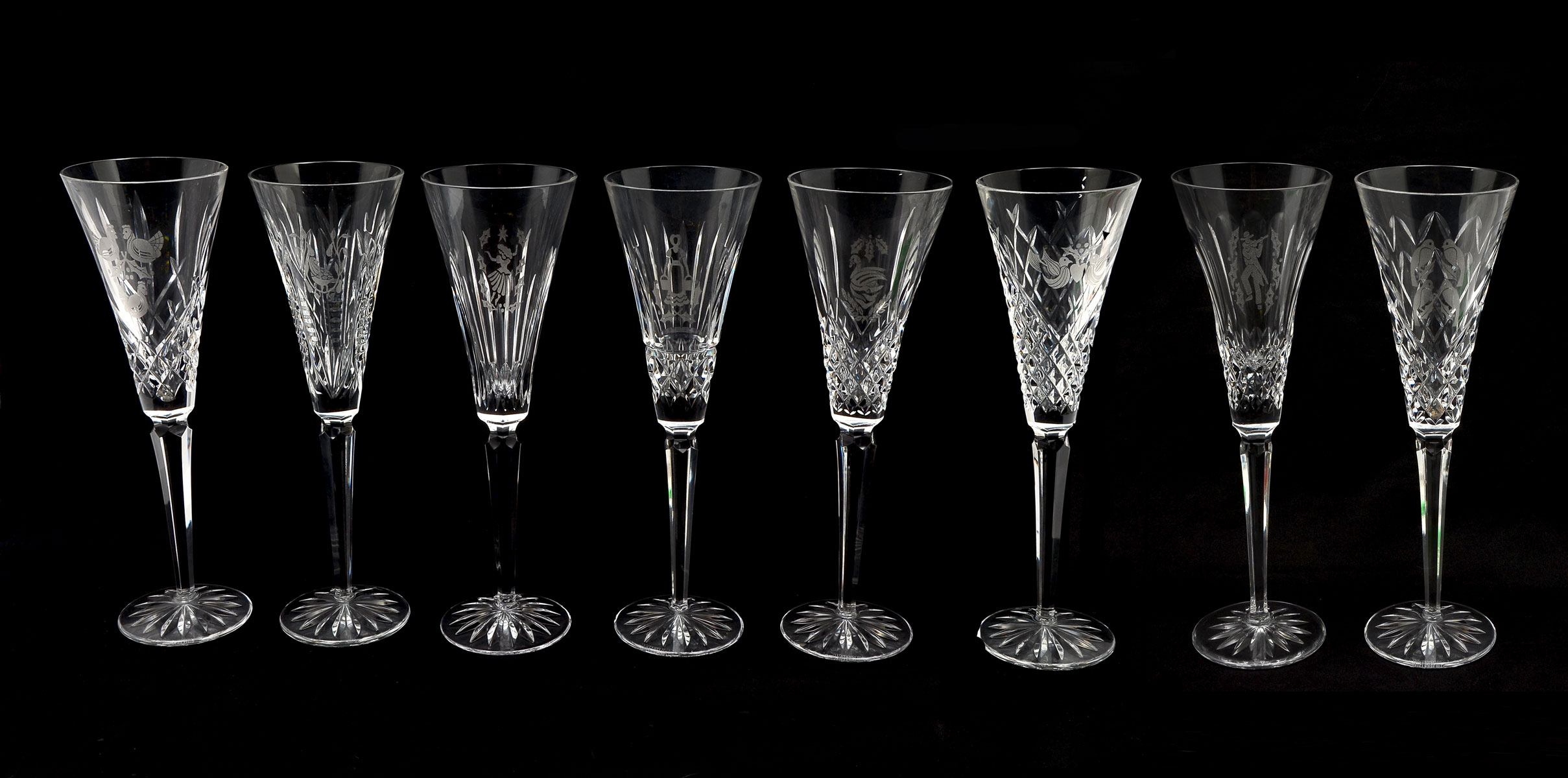 Appraisal: WATERFORD DAYS OF CHRISTMAS CRYSTAL STEMS Retired Waterford days of