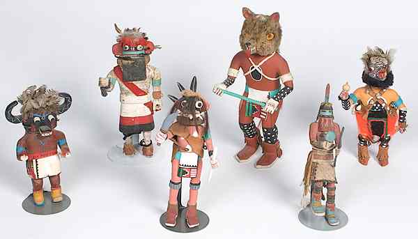 Appraisal: Hopi Katsinas lot of including a Wolf Katsina an Ogre