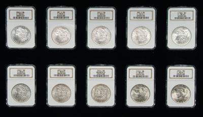 Appraisal: Ten choice BU U S silver dollars James Lee Irish