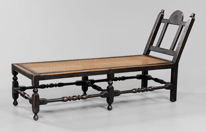 Appraisal: William and Mary Black-Painted Daybed British or possibly Southern early