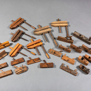 Appraisal: Twenty-Five Wooden Hand Planes and Clamps Late th Early th