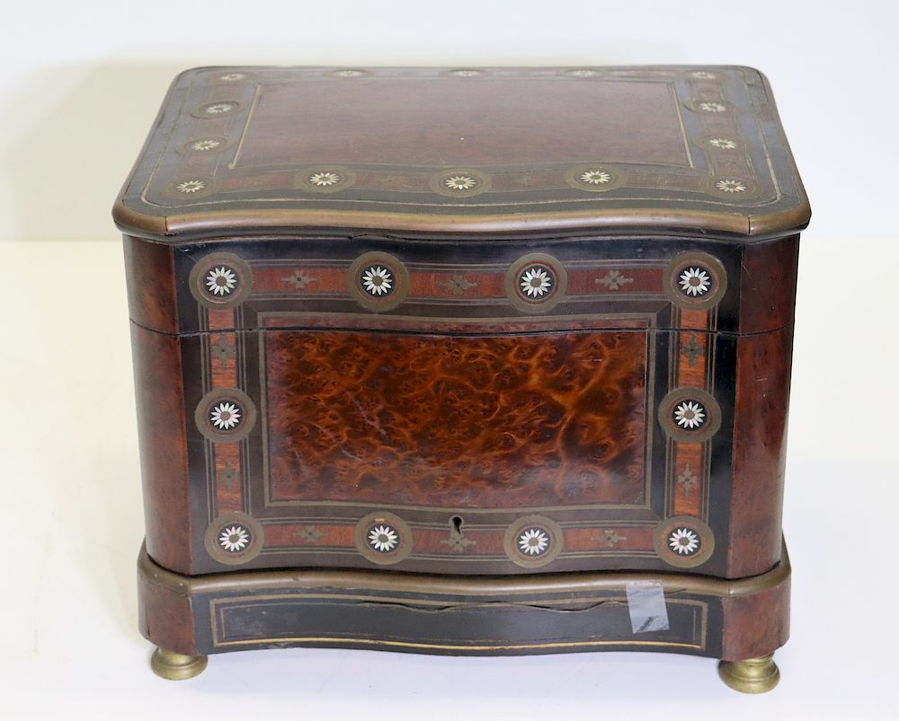 Appraisal: Charles DIEHL French Tantalus MOP Inlaid Burl Bar Beautiful antique