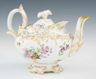 Appraisal: A Fancy Porcelain Teapot The unmarked porcelain teapot has a