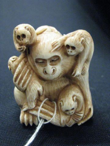 Appraisal: Carved Ivory Netsuke of a Group of Monkeys