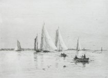 Appraisal: Rowland Langmaid English - Yacht Racing Cowes Drypoint etching on