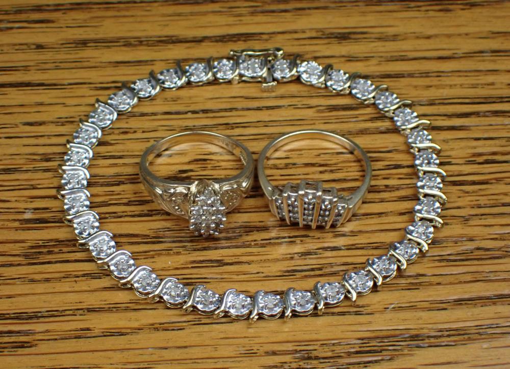 Appraisal: THREE ARTICLES OF DIAMOND JEWELRY including a - k white