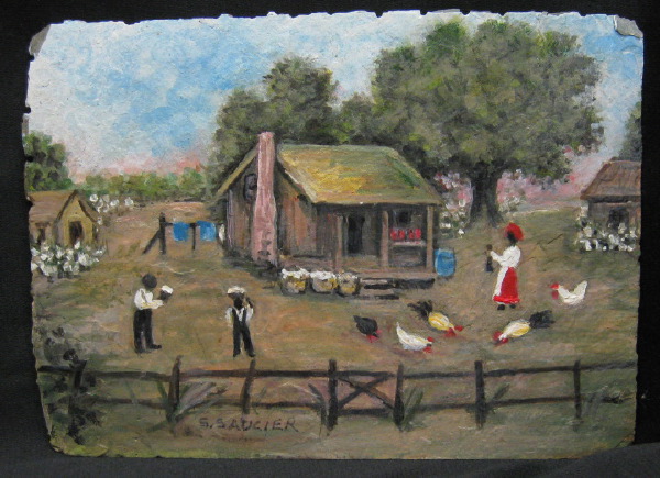 Appraisal: S Saucier American Louisiana th Century Cotton Picker's Cabin hand-painted