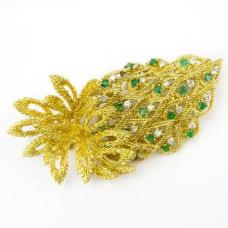 Appraisal: Vintage Heavy Karat Yellow Gold Leaf Brooch set with Approx