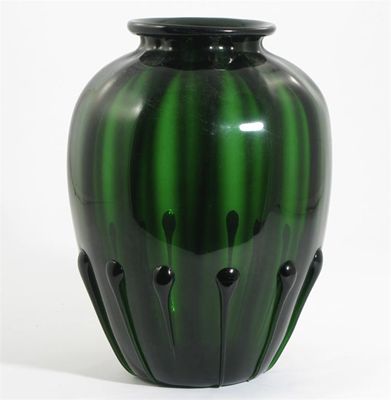 Appraisal: An Italian green glass vase the design attributed to M