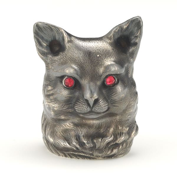 Appraisal: FRENCH ANTIQUE PATINATED STERLING SILVER CAT ORNAMENT CA TH CENTURY