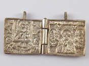 Appraisal: A th century Russian silver miniature diptych icon approx x