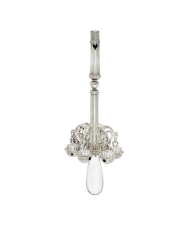 Appraisal: An th century French Provincial silver and rock crystal rattle