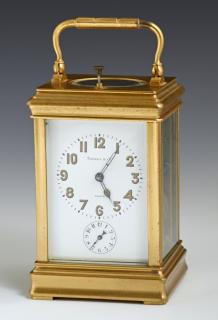 Appraisal: French Brass Carriage Alarm Clock early th c retailed by