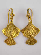 Appraisal: A pair of silver gilt earrings drop approx cm gms