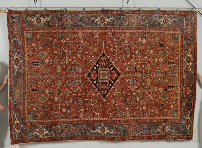 Appraisal: Heriz Carpet Northwest Persia early th century small area of