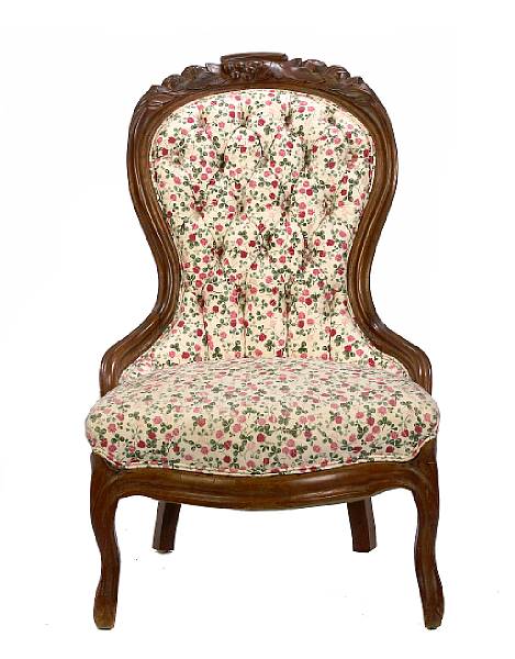 Appraisal: A Victorian Rococo Revival carved walnut parlor chair together with