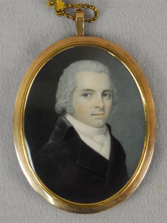 Appraisal: ATTRIBUTED TO WILLIAM GRIMALDI British - PORTRAIT MINIATURE OF EDWARD