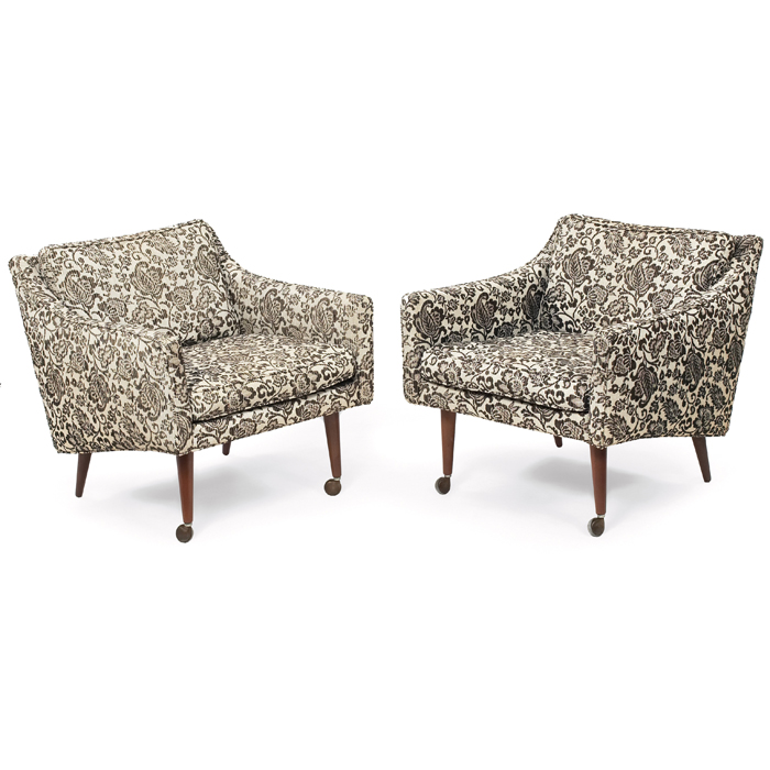 Appraisal: Milo Baughman lounge chairs pair by Thayer Coggin upholstered forms